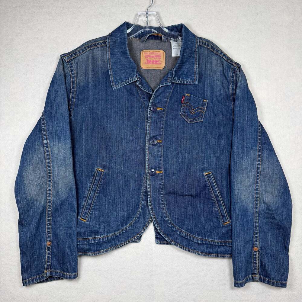 Vintage Levis Jacket Women's XL Blue Denim Trucker Pocket